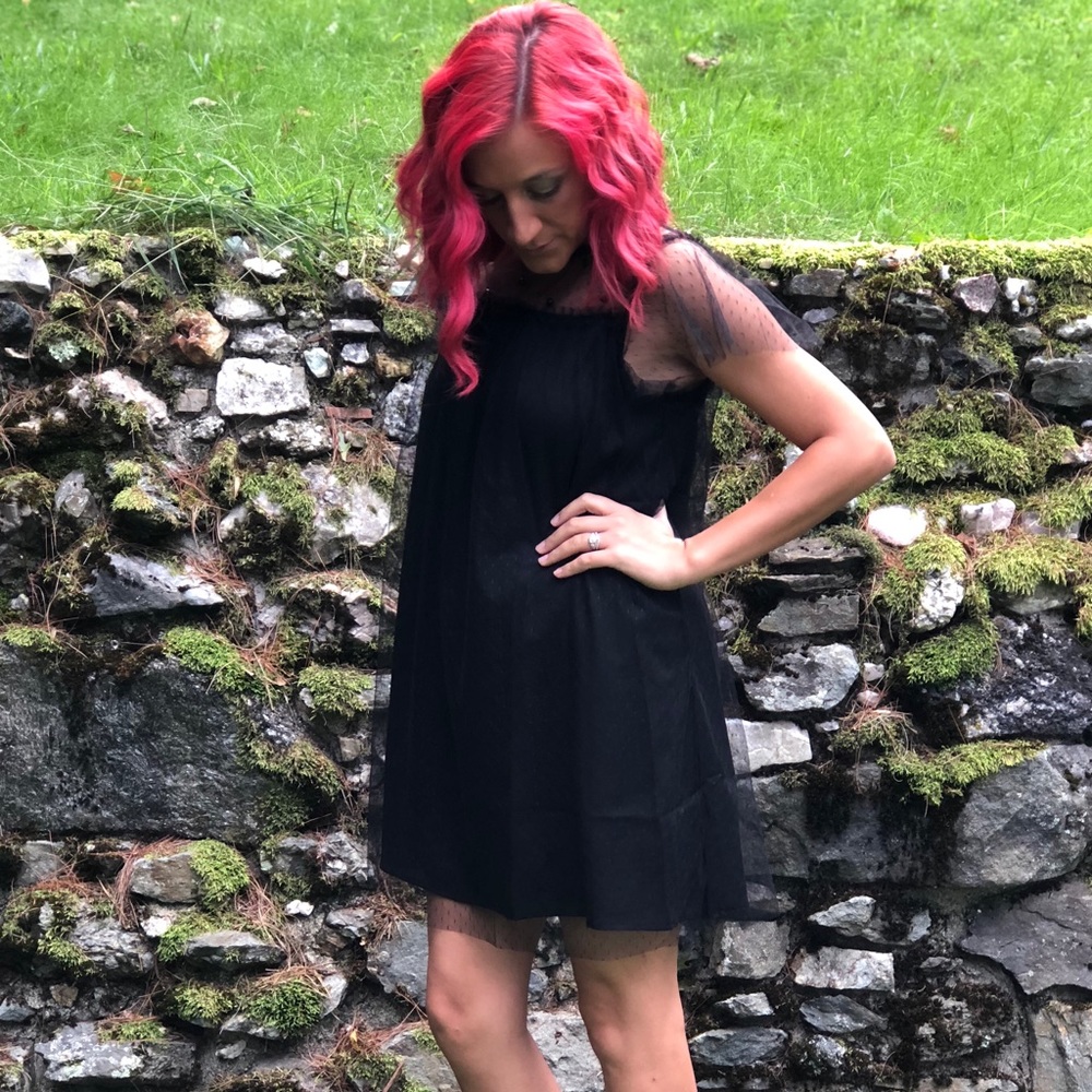 Black beaded babydoll dress